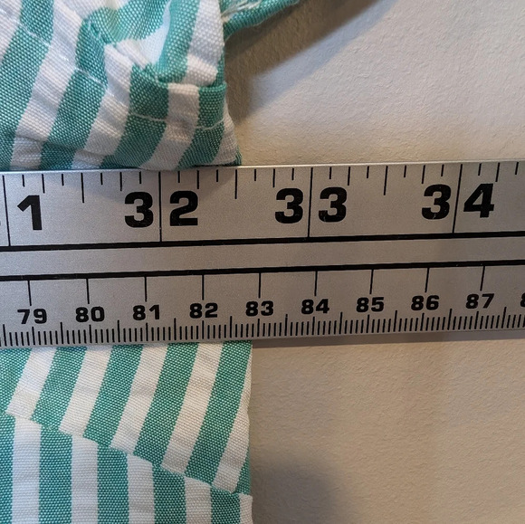 Joan Rivers Green & White Striped Gauze Textured 3/4 Sleeve Light Weight Top 5X - Picture 8 of 9
